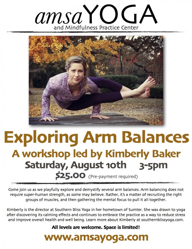 kim baker arm balances workshop – Southern Bliss Yoga Health & Wellness